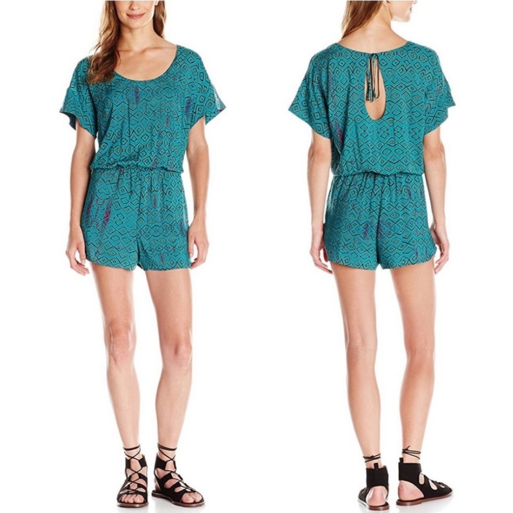ANTHROPOLOGIE Plenty Tracy Reese Teal Romper